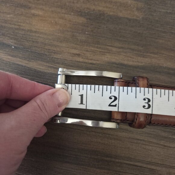 Magnanni Leather Belt 1121 Cognac Brown Size 36 Made Spain Buckle Dress - Picture 5 of 16